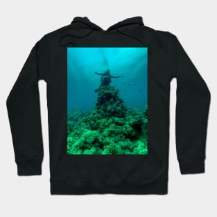 Coral reef and scuba diver Hoodie